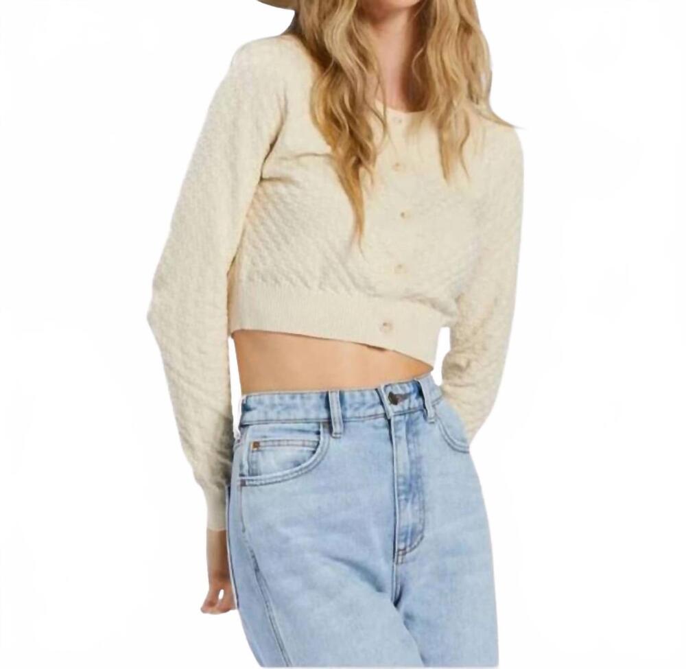 NEW BILLABONG long sleeve she dances crop cardigan in white cap